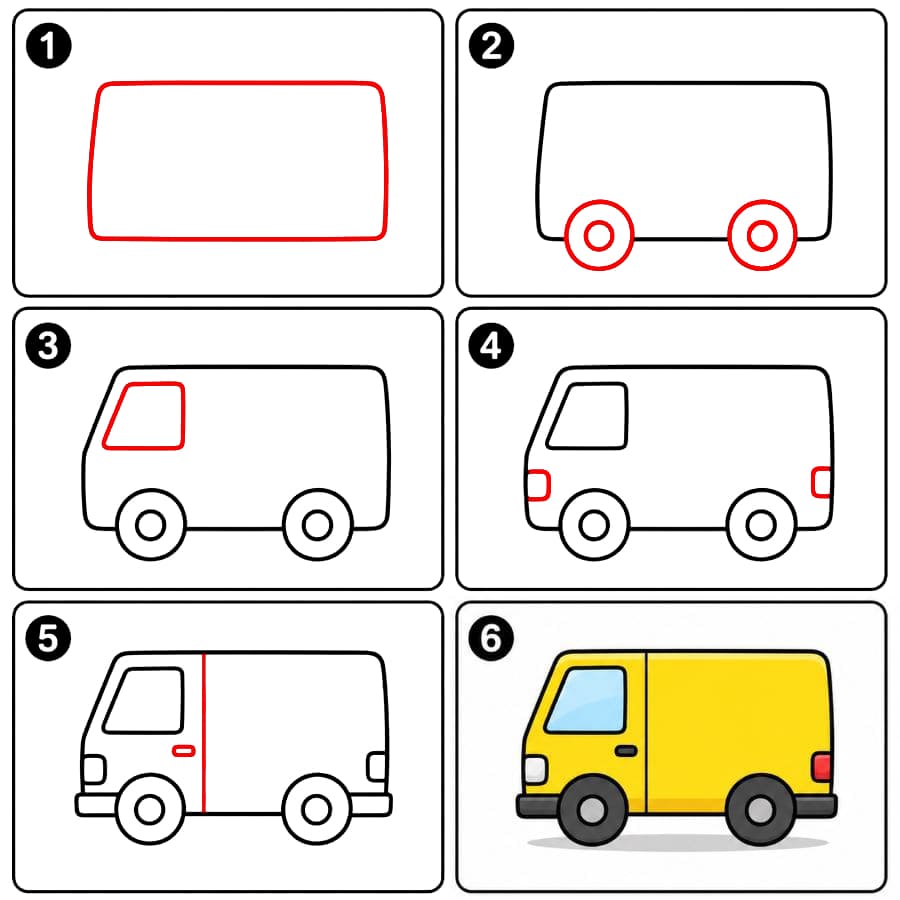 Minimalistinen pakettiauto piirustus