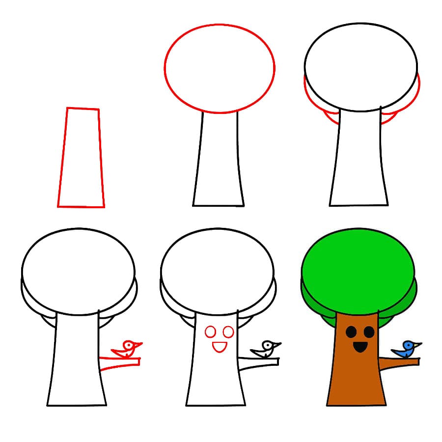 Mr Tree ja lintu Sprunki Incredibox piirustus