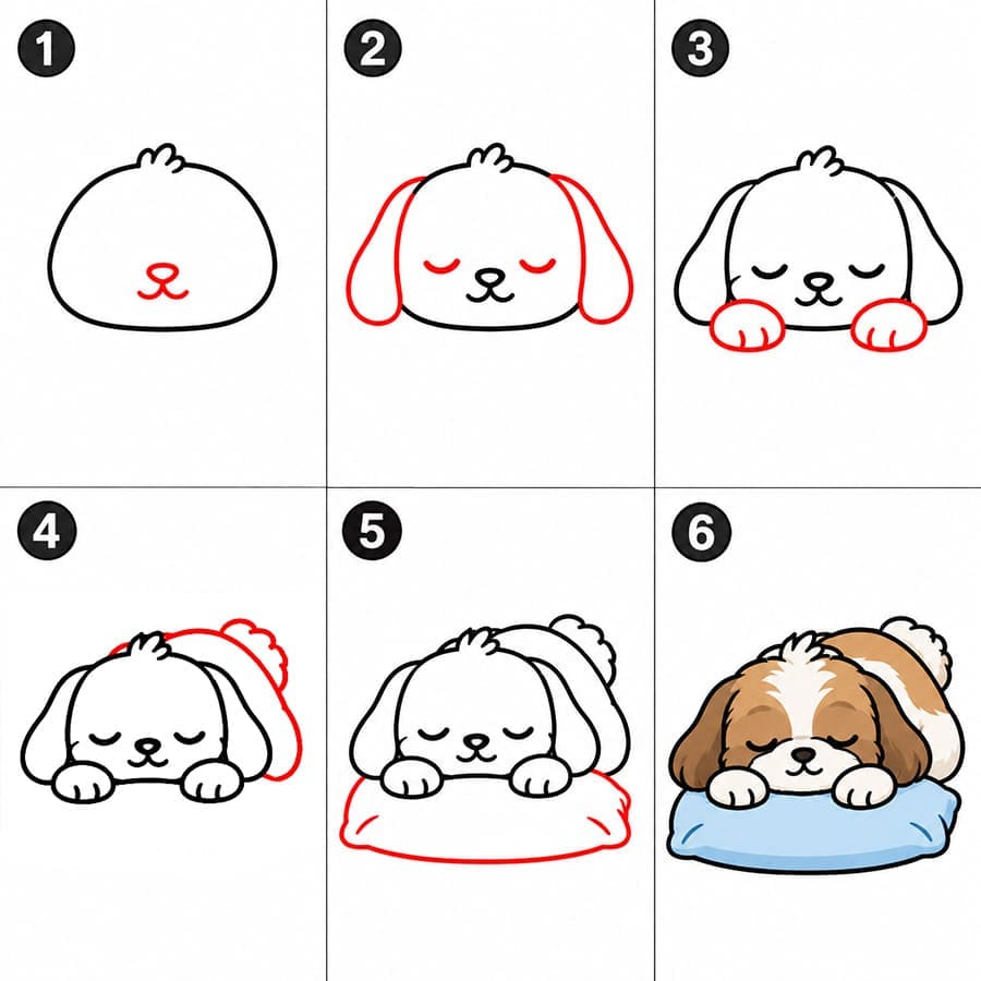 Nukkuva shih tzu piirustus