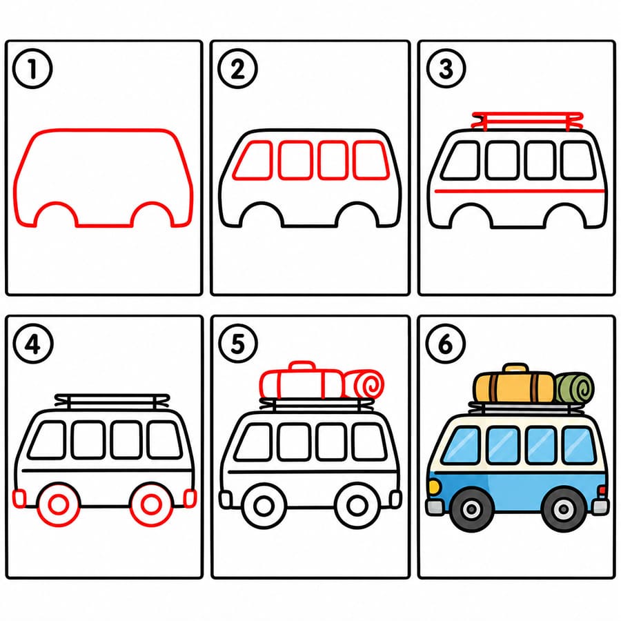 Pakettiauto matkalle piirustus