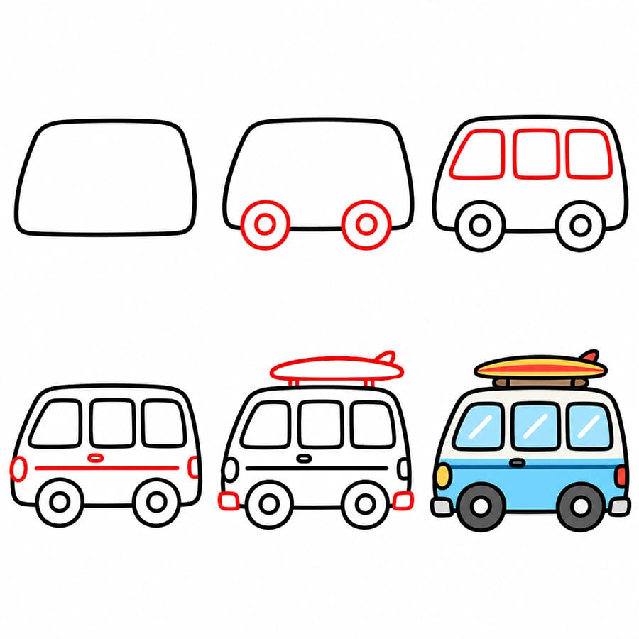 Pakettiauto rentoutumiseen piirustus