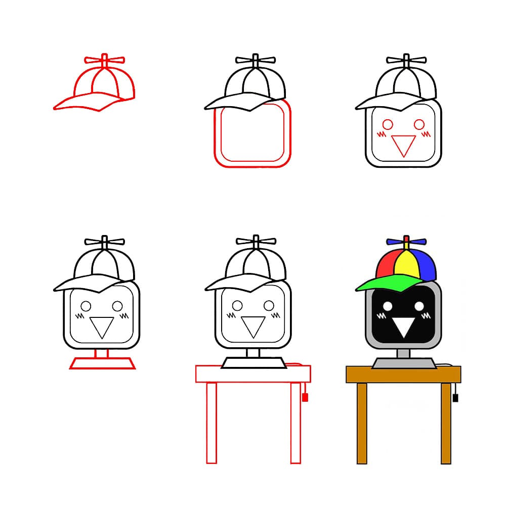Pöydällä oleva Mr Fun Computer Sprunki Incredibox piirustus