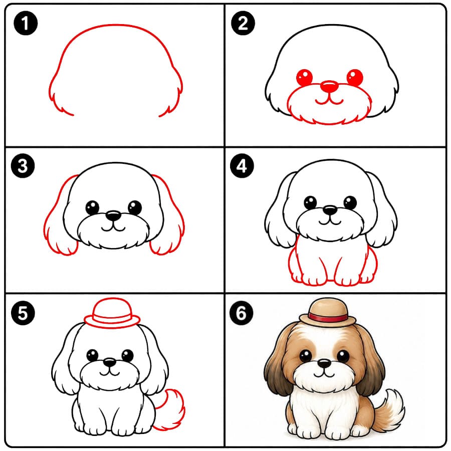 Shih tzu hatussa piirustus