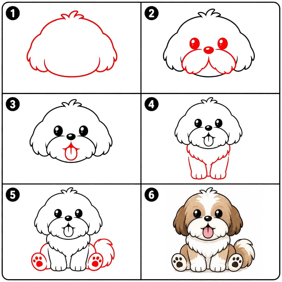 Shih tzu kieli ulkona piirustus