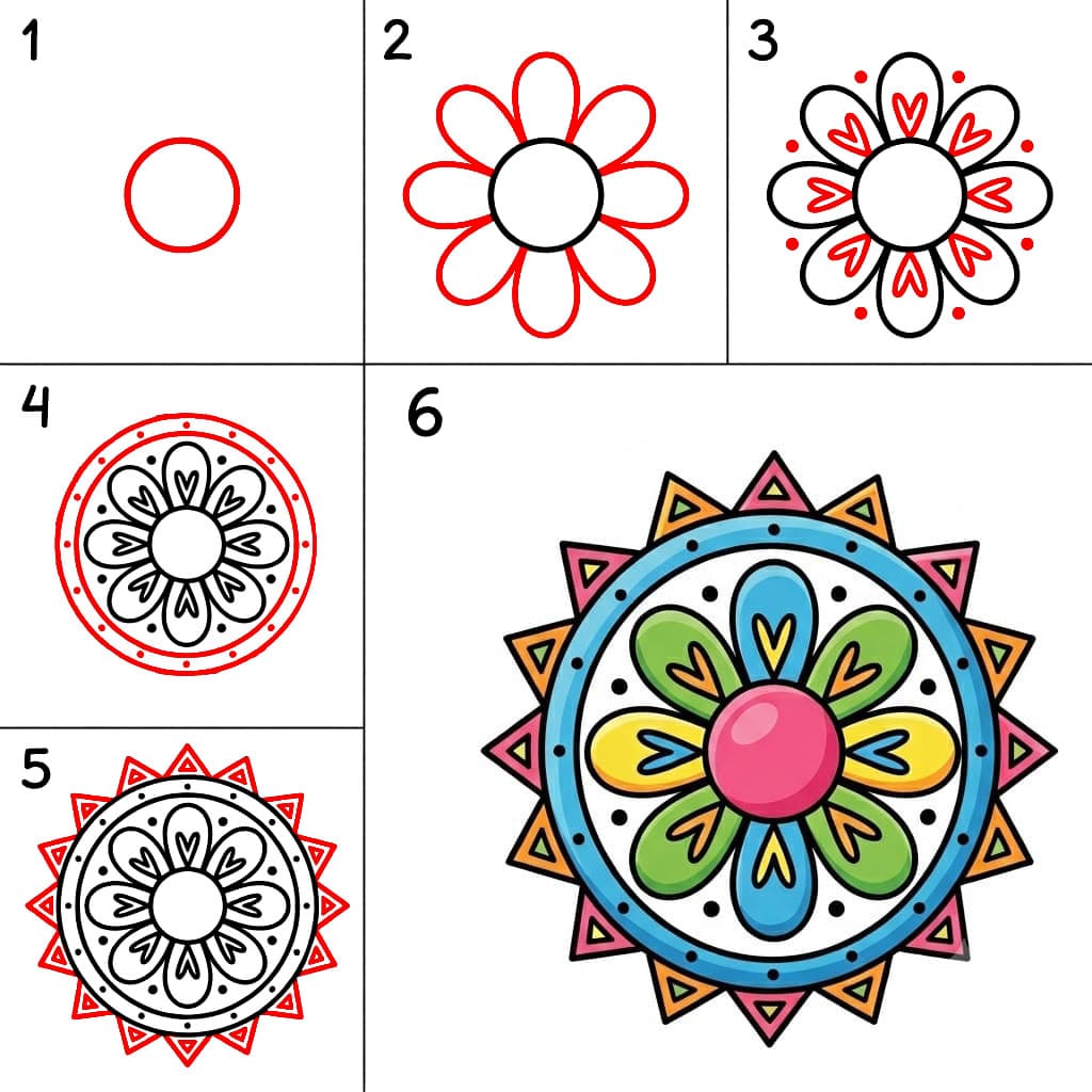 Söpö mandala piirustus