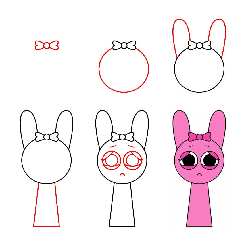 Surullinen Pinki Sprunki Incredibox piirustus