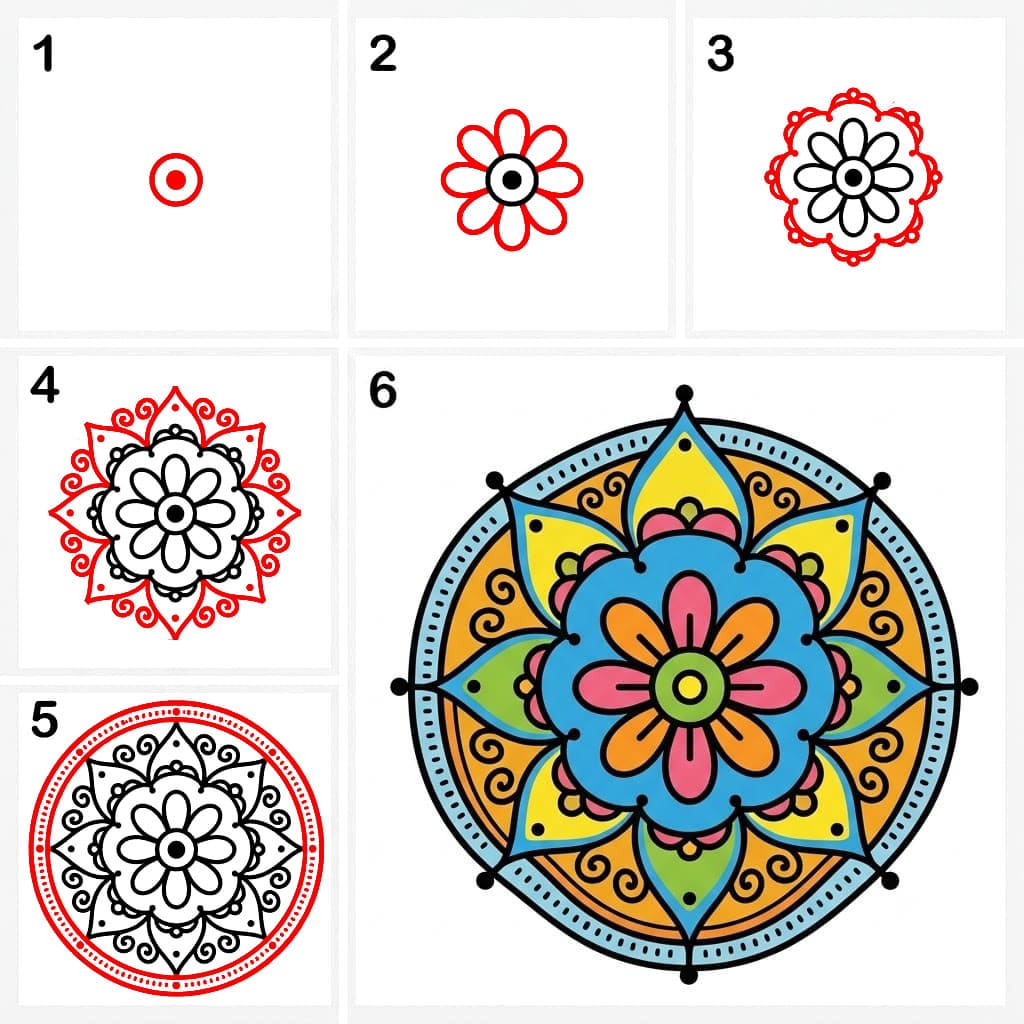 Tyylikäs mandala piirustus