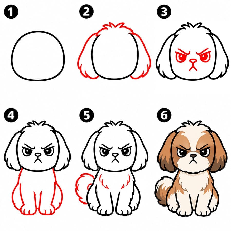 Vihainen shih tzu piirustus